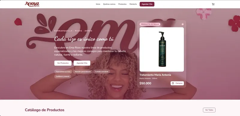 Página de inicio de Ema Rizos